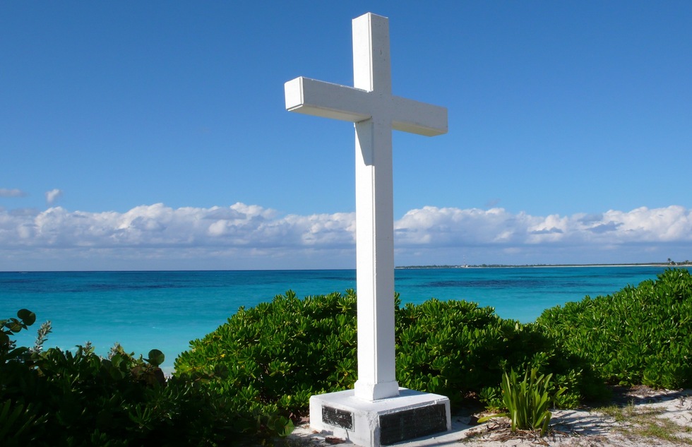 Christopher Columbus cross on the island of San Salvador in the Bahamas