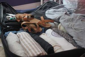 Suitcase packing for a trip 