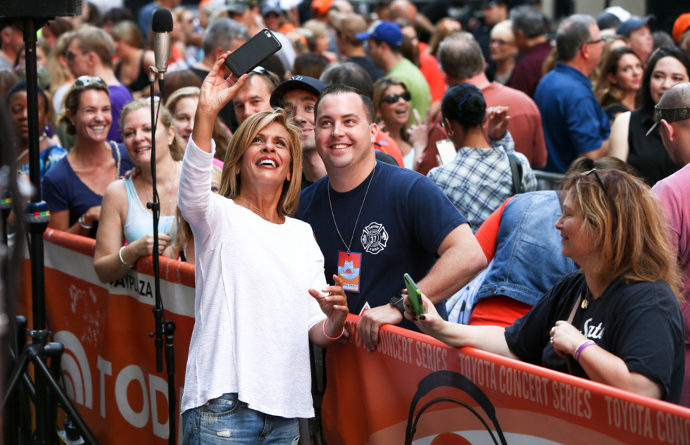 Hoda Kotb takes a selfie with a fan at the "Today" show in New York City.