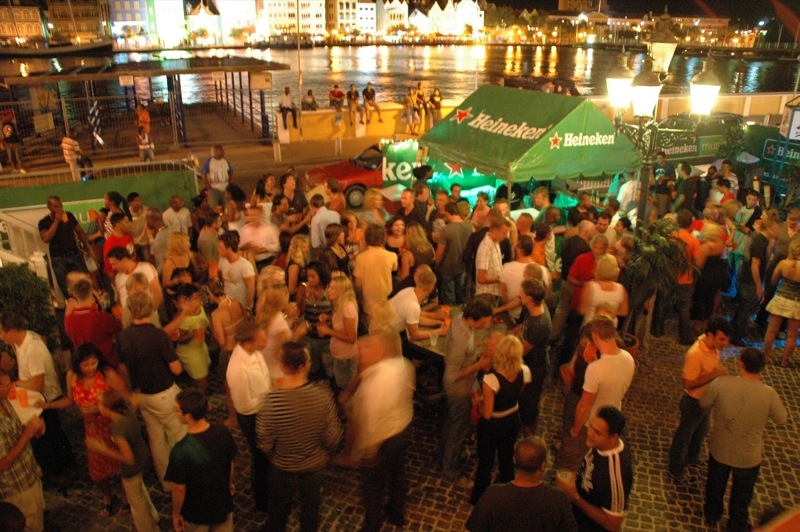 An outdoor party on the streets of Willemstad, Curacao