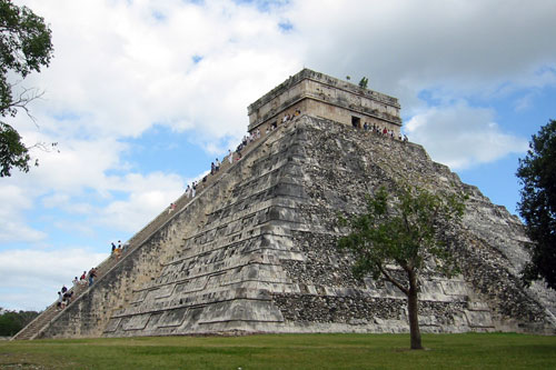 Sideview-El Castillo at Chichen-Itza, Mexico