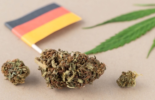 German flag with marijuana leaf photo illustration