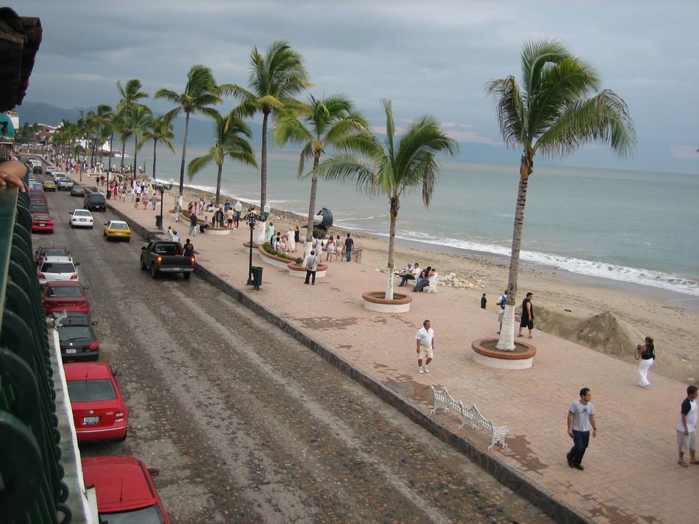 The seafront promenade, or malecon, in Puerto Vallarta
