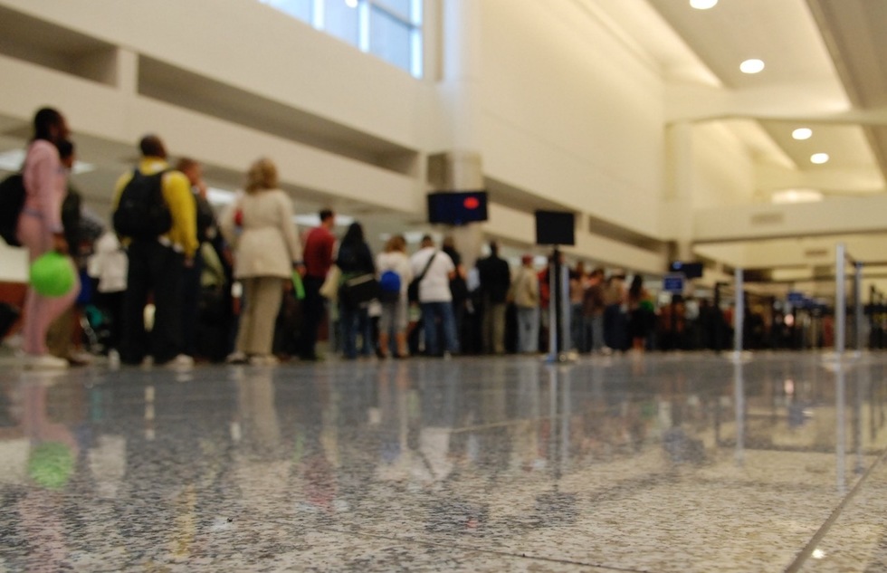 People in line at Hartsfield-Jackson Atlanta International Airport