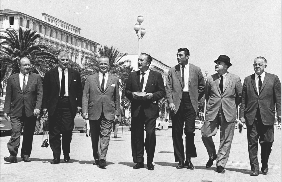 Walt Disney and film crew in Nice, France, 1962