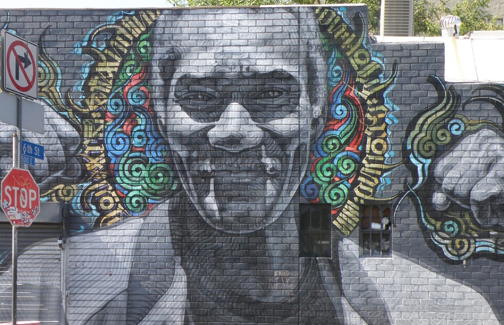 "Blessed Are the Meek" mural by El Mac, Retna, and Estevan Oriol in Los Angeles