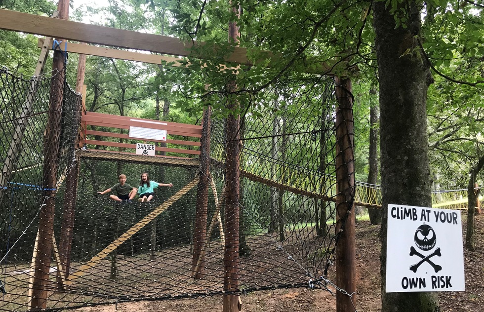 A climbing obstacle at Griffin Farms in Blocton, AL