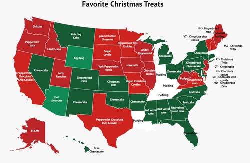 Maps: The Most Popular Holiday Gifts and Sweet Treats Across the USA | Frommer's