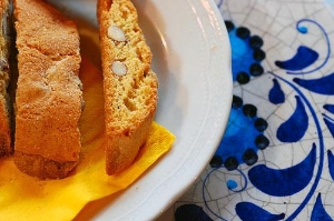 Cantuccini, a type of almond biscotti that's said to originate from the Tuscan town of Prato.
