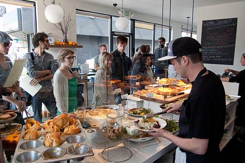 A line at Forage, a Los Angeles eatery that focuses on food made with local ingredients. Courtesy Forage