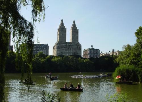 A view of Central Park Lake.