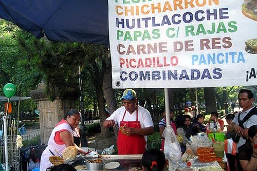 Food stands in Mexico City's Centro Histórico