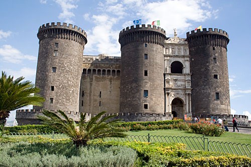The incongruous triumphal arch was squeezed in between the 13th-century turrets of the Castel Nuovo in the mid-1400s.