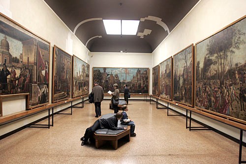 The rooms of the Gallerie dell'Accademia exhibit works by Veronese, Tintoretto, Titian, and others, including Giorgione's The Tempest.