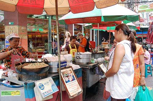 Hawker stalls in Bangkok's Chinatown.