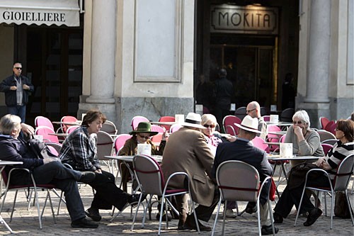 Piazza San Carlo is home to Turin's grandest street cafes, including Caffè San Carlo.