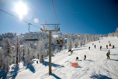 A sunny day at Heavenly Mountain Ski Resort, Lake Tahoe.