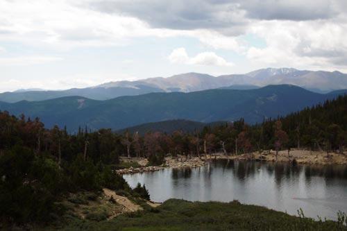 Looking over the lake at St. Mary's Glacier in Colorado.