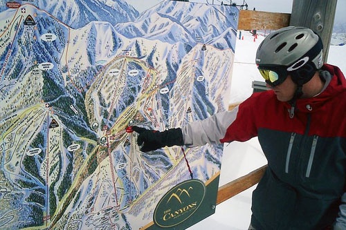 Trail map at the Canyons, the biggest resort in Utah.
