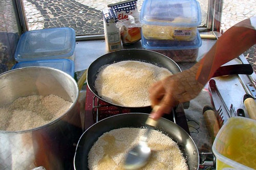 Making tapiocas (crepes) in Copacabana Beach, Rio.