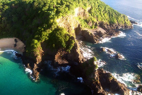 Aerial view of Fernando de Noronha coastline.