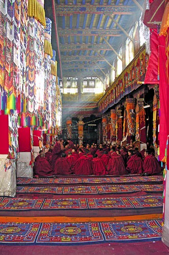 Monks in Lhasa, Tibet.