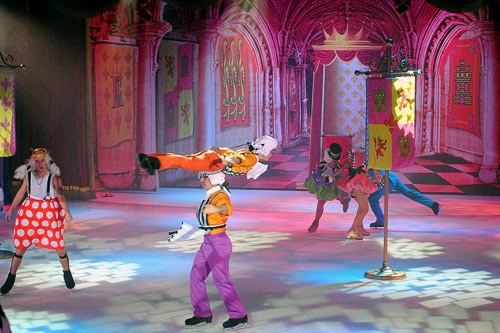 The ice-dancing show aboard Royal Caribbean's Oasis of the Seas features skaters acting out various Hans Christian Andersen fairytales, including "The Emperor's New Clothes."