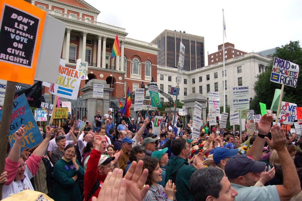 Scene from Boston moments after the Massachusetts Legislature voted to reject a constitutional amendment