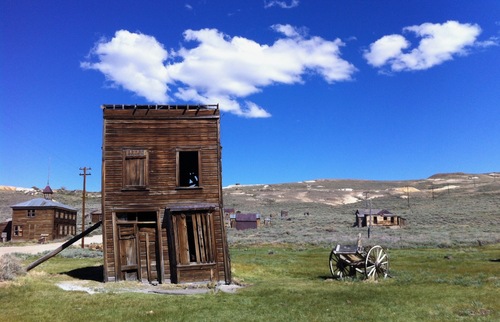 Leaning building in Bodie, California