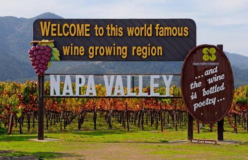 Napa Valley welcome sign in California