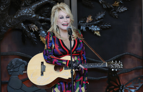 Dolly Parton at the November 2023 opening of the HeartSong Lodge & Resort in Pigeon Forge, Tennessee