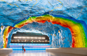 The Stockholm metro's Stadion station in Sweden