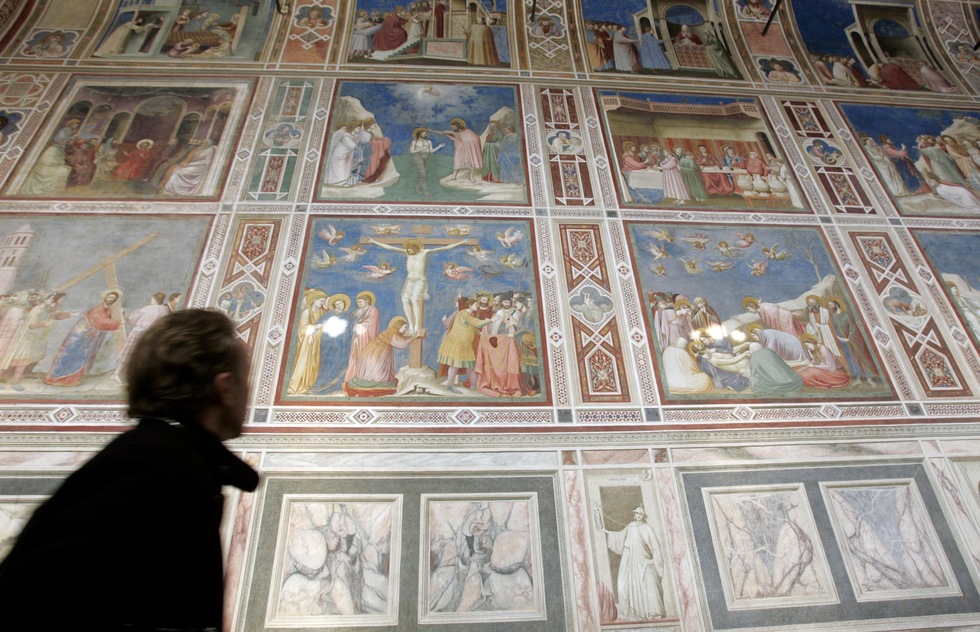 The interior of Scrovegni Chapel in Padua, Italy. Courtesy De Agostini Picture Library