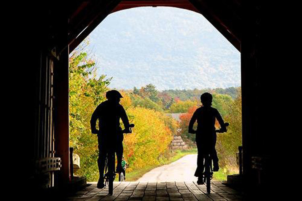 Go Sojourn Bike Tours has multiple routes that are perfect for viewing Vermont's fall foliage.