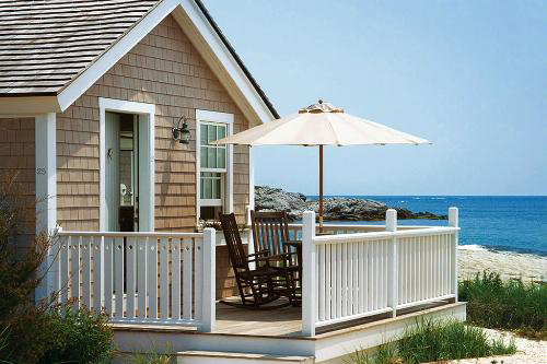 A cottage at Castle Hill Inn overlooking Narragansett Bay in Newport, Rhode Island.