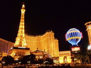 A nighttime view of the Las Vegas Strip