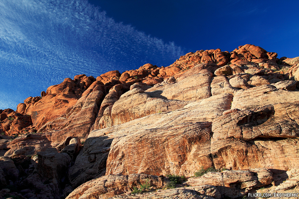 A close-up of the massive red rocks of Red Rock Canyon, in Nevada