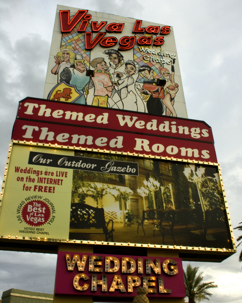 The sign at the Viva Las Vegas Wedding Chapel in Las Vegsa