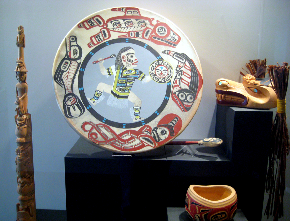 Artifacts of traditional Tsimshian artworks.