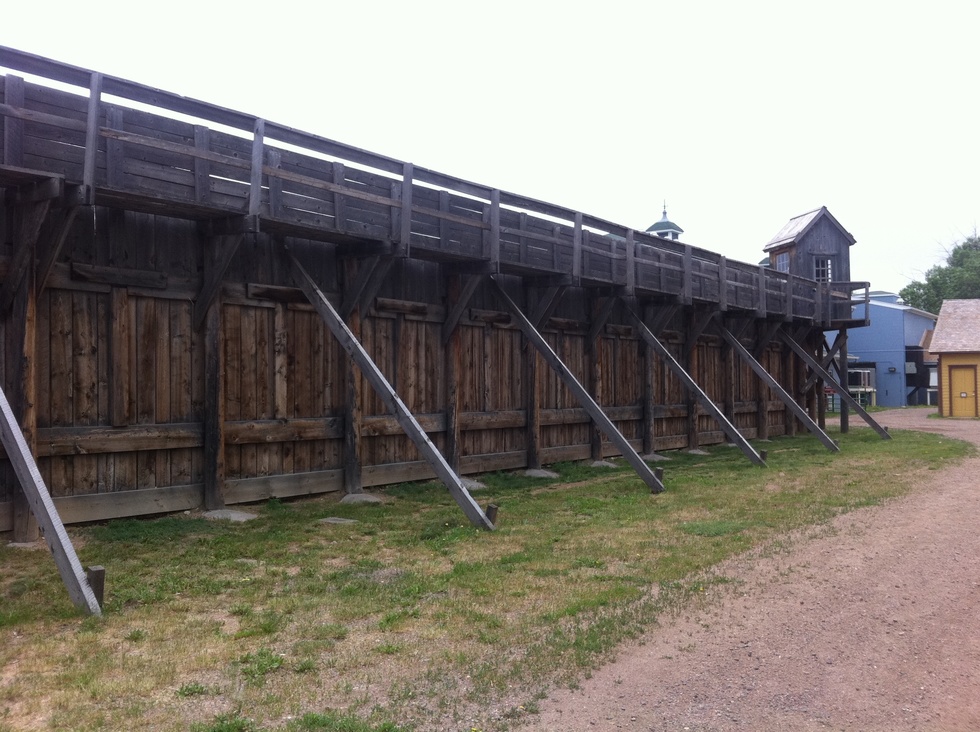 The walls of Wyoming Territorial Prison in Laramie.