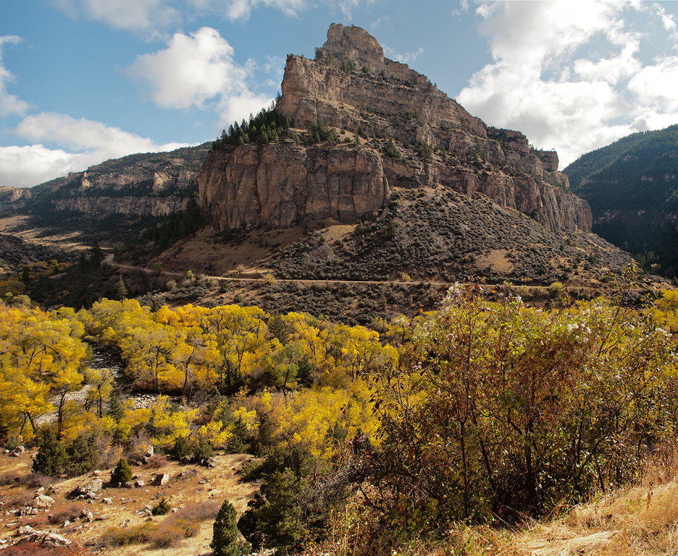 View of Ten Sleep Canyon in the western foothills of the Big Horn Mountains, Wyoming.