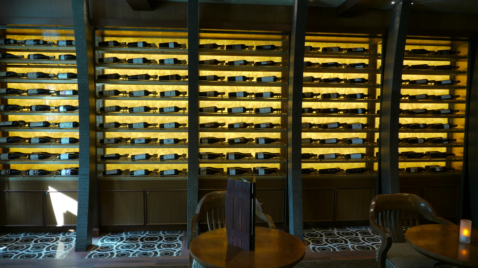 The wine wall in Vines, Royal Princess