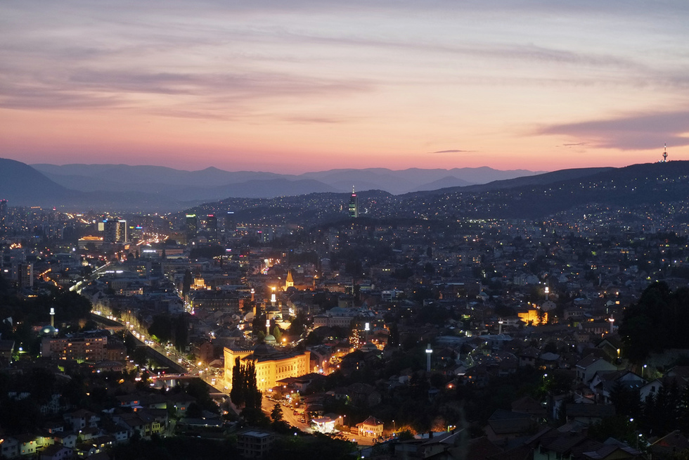 A view from above of the city's valley, Sarajevo, Bosnia and Herzegovnia