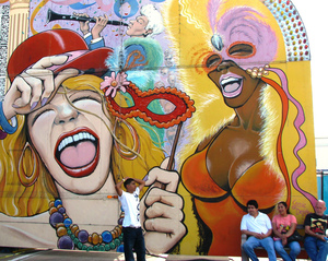 Mural celebrating Louisiana festivals