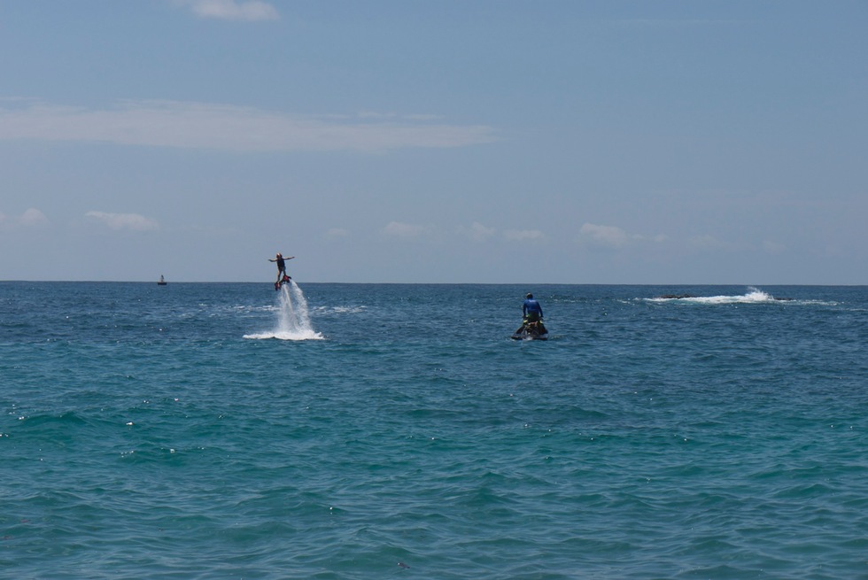 A 12-year-old tries the new sport of "Fly Boarding"