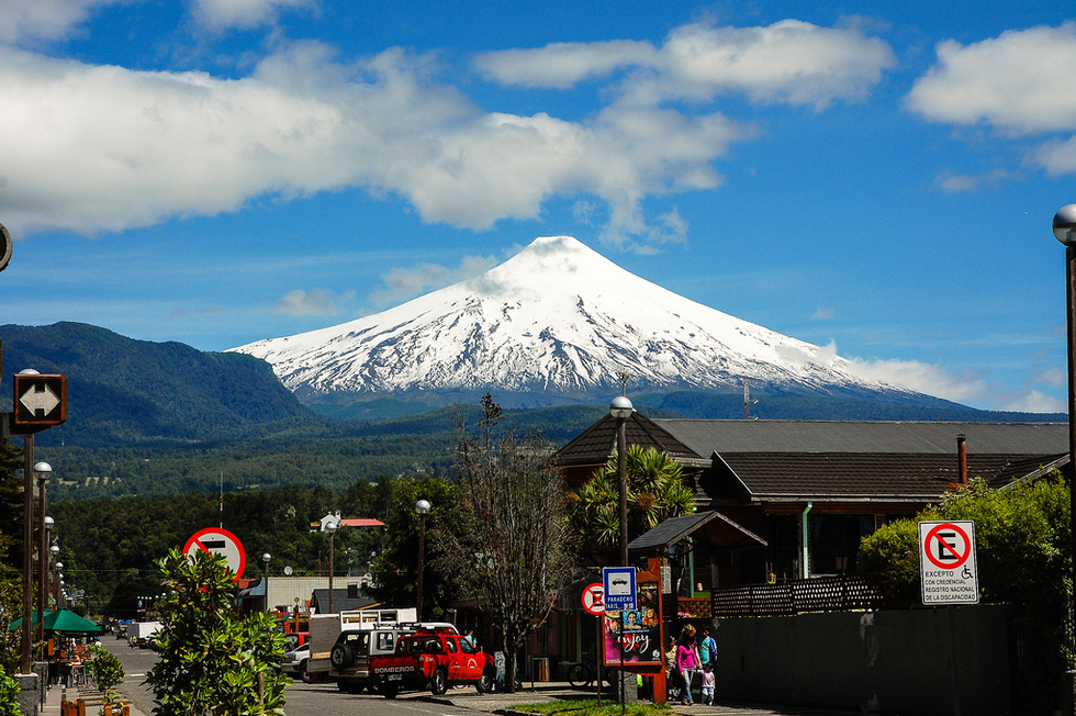 Volcano Osorno rising above the town of Pucón
