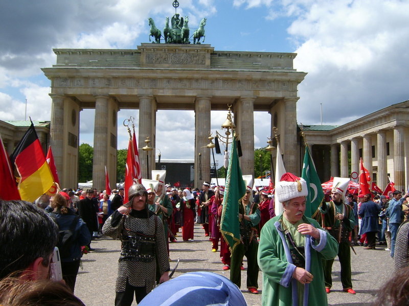 A Turkish parade in front of the Brandenburg Gate.