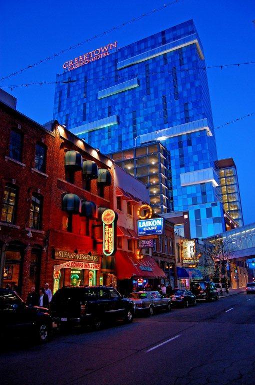 The main drag in Greektown.
