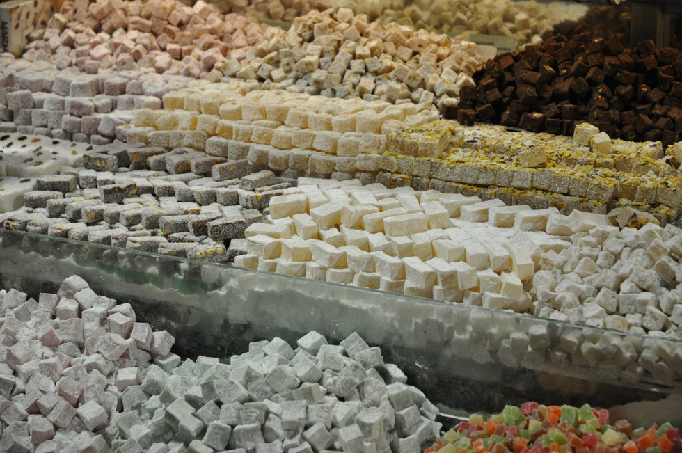 Many different varieties of Turkish Delight