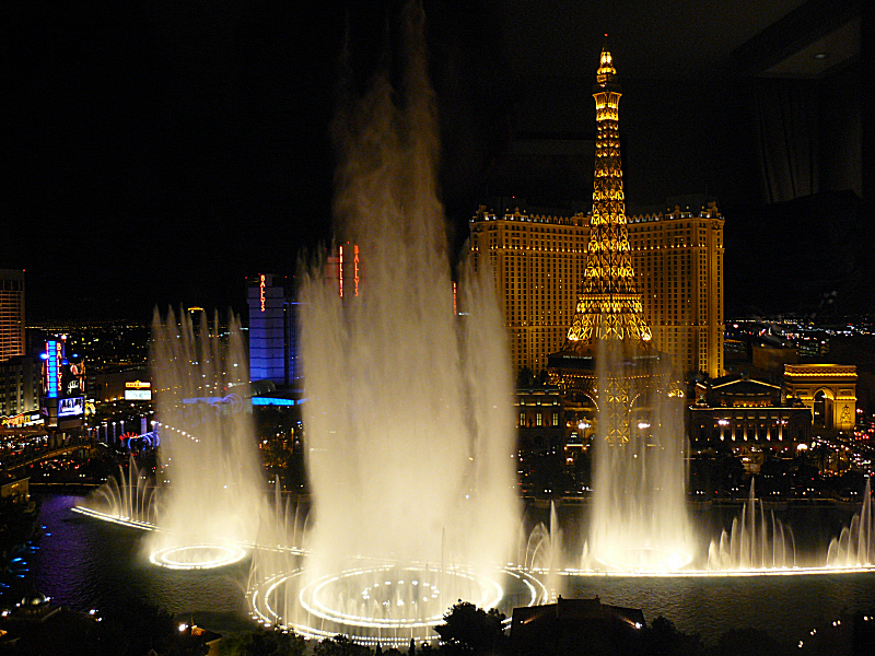 The dancing waters in front of the Bellagio Resort and Casino in Las Vegas